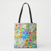 Bloemen Patchwork Art Waterverf Flowers Draagtas (Voorkant)