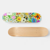 Bloemen Patchwork Art Waterverf Flowers Skateboard (Horizontaal)