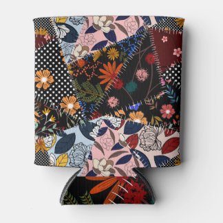 Bloemen Patchwork: Elegant illustratiepatroon Blikjeskoeler