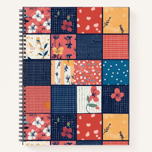  Bloemen Patchwork Patchwork Patroon (2) Notitieboek (Voorkant)