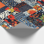 Bloemen Patchwork Patchwork Patroon (3) Cadeaupapier (Hoek)