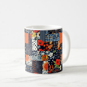 Bloemen Patchwork Patchwork Patroon (3) Koffiemok