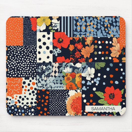 Bloemen Patchwork Patchwork Patroon (3) Muismat (Voorkant)