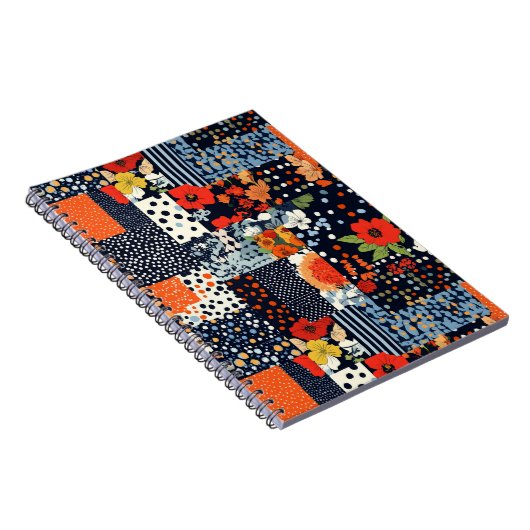 Bloemen Patchwork Patchwork Patroon (3) Notitieboek (Rechterzijde)