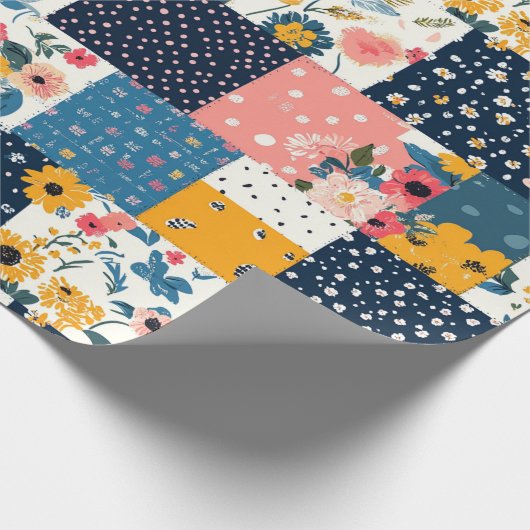 Bloemen Patchwork Patchwork Patroon (4) Cadeaupapier (Hoek)