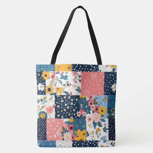 Bloemen Patchwork Patchwork Patroon (4) Draagtas (Voorkant)