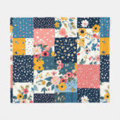 Bloemen Patchwork Patchwork Patroon (4) Fleece Deken (Voorkant (Horizontaal))