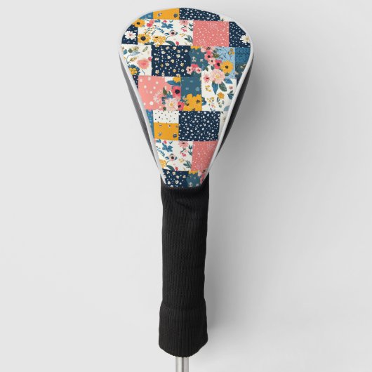 Bloemen Patchwork Patchwork Patroon (4) Golfheadcover (Voorkant)