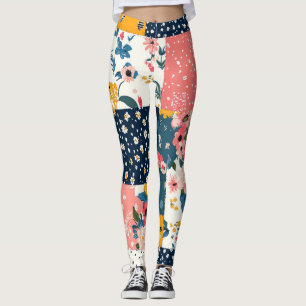 Bloemen Patchwork Patchwork Patroon (4) Leggings