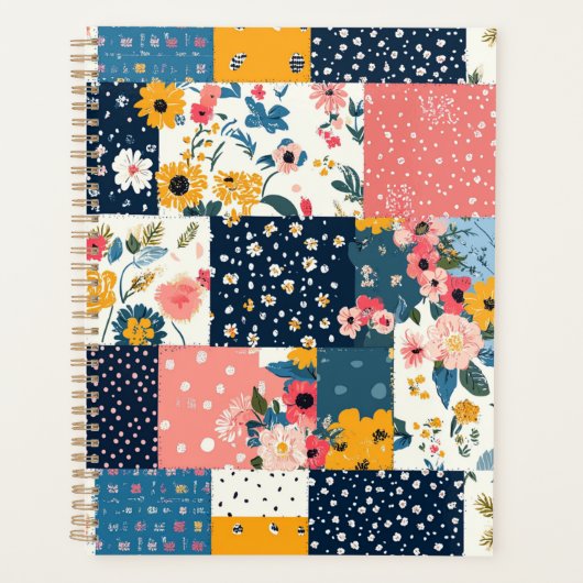 Bloemen Patchwork Patchwork Patroon (4) Planner (Voorkant)