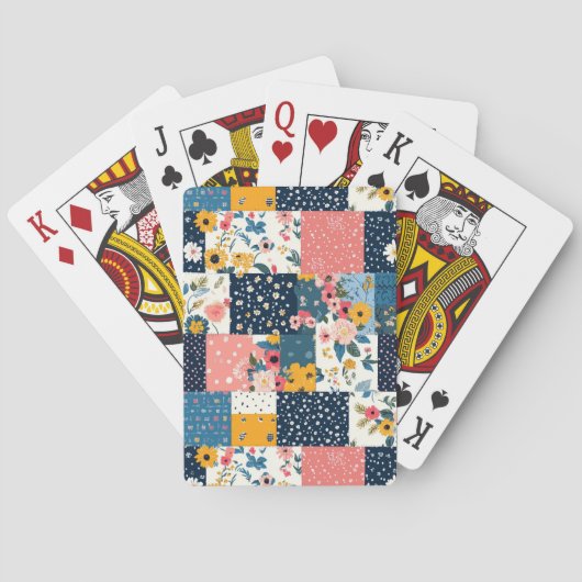 Bloemen Patchwork Patchwork Patroon (4) Pokerkaarten (Achterkant)