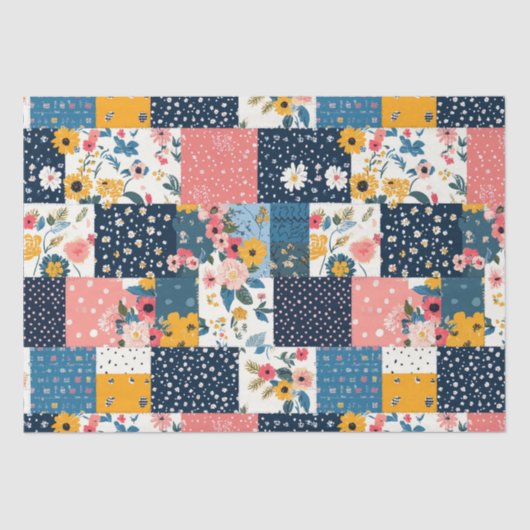  Bloemen Patchwork Patchwork Patroon (4) Tissuepapier (Voorkant)