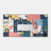  Bloemen Patchwork Patchwork Patroon (5) Bureaumat (Keyboard & Muis)