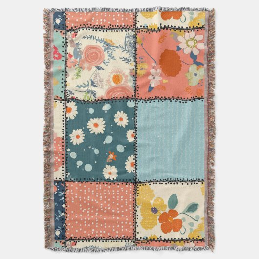 Bloemen Patchwork Patchwork Patroon (6) Deken (Voorkant Verticaal)