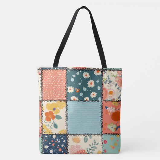Bloemen Patchwork Patchwork Patroon (6) Draagtas (Voorkant)