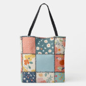 Bloemen Patchwork Patchwork Patroon (6) Draagtas (Achterkant)