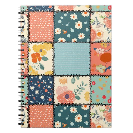  Bloemen Patchwork Patchwork Patroon (6) Notitieboek (Voorkant)