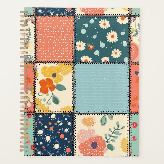 Bloemen Patchwork Patchwork Patroon (6) Planner (Voorkant)