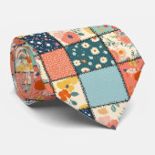 Bloemen Patchwork Patchwork Patroon (6) Stropdas (Opgerold)