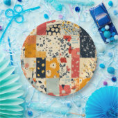  Bloemen Patchwork Patchwork Patroon (8) Papieren Bordje (Feest)
