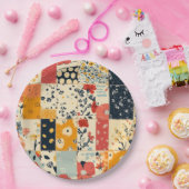 Bloemen Patchwork Patchwork Patroon (8) Papieren Bordje (Feest)