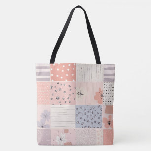 Bloemen Patchwork Patroon - Pastel (10) Draagtas
