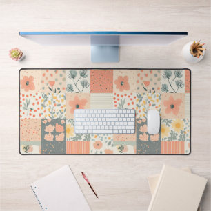 Bloemen Patchwork Patroon - Pastel (11) Bureaumat