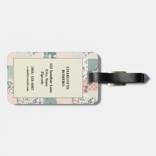 Bloemen Patchwork Patroon - Pastel (1) Bagagelabel (Achterkant horizontaal)