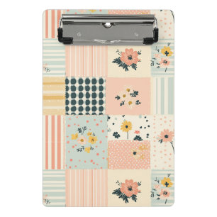 Bloemen Patchwork Patroon - Pastel (1) Mini Klembord