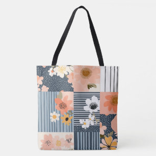 Bloemen Patchwork Patroon - Pastel (3) Draagtas