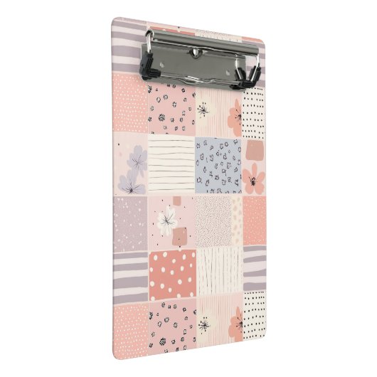  Bloemen Patchwork Patroon - Pastel (3) Mini Klembord (Schuin)