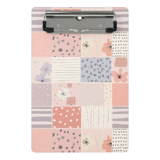  Bloemen Patchwork Patroon - Pastel (3) Mini Klembord (Voorkant)