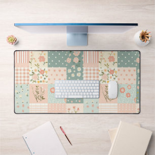 Bloemen Patchwork Patroon - Pastel (6) Bureaumat