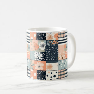 Bloemen Patchwork Patroon - Pastel (8) Koffiemok