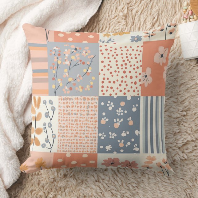  Bloemen Patchwork Patroon - Pastel (9) Kussen (Deken)