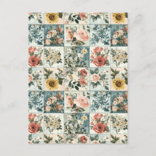 Bloemen Patchwork Style Design Briefkaart