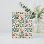 Bloemen Patchwork Style Design Briefkaart (Staand voorkant)