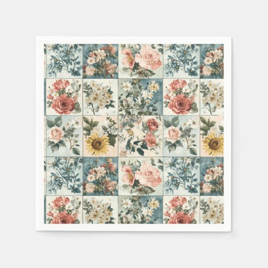  Bloemen Patchwork Style Design Servet (Voorkant)