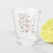 Bloemen Patchwork Vlinders Shot Glas (Achterkant)