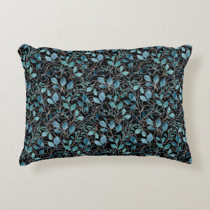 Bloemen patroon 21.w Zwart BG Accent Kussen