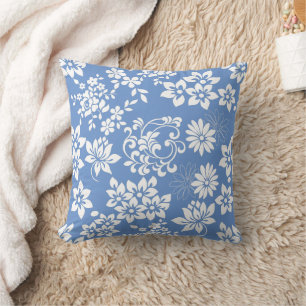 Bloemen patroon.b L Blauw BG Kussen