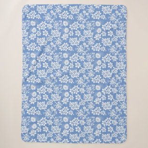 Bloemen patroon.b L Blauw BG Sherpa Deken