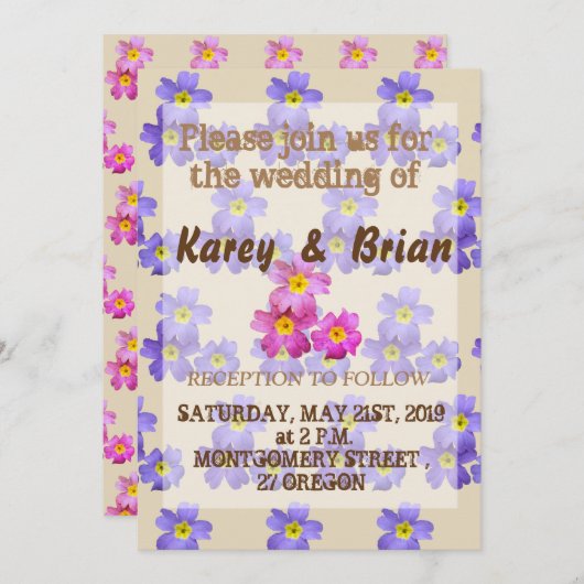 Bloemen Patroon Bruiloft uitnodiging (Voorkant / Achterkant)