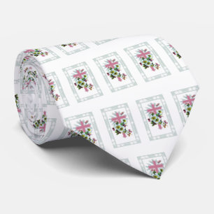 Bloemen patroon en kruis stropdas