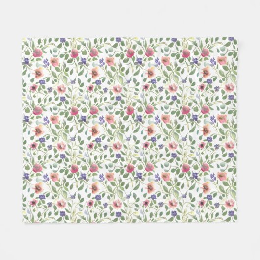 Bloemen patroon Heliotrope bloemen Fleece Deken (Voorkant (Horizontaal))