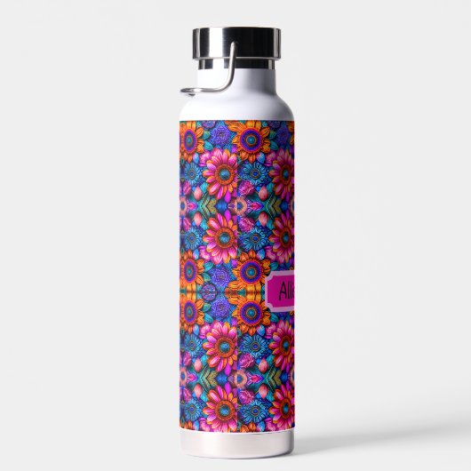 Bloemen patroon in boho stijl, aangepast waterfles (Rechts)