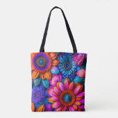 Bloemen patroon in boho stijl draagtas (Achterkant)