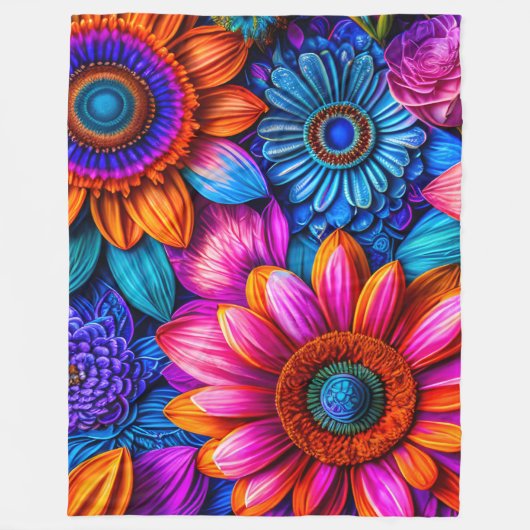 Bloemen patroon in boho stijl fleece deken (Voorkant)