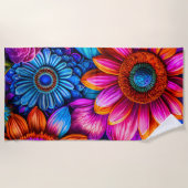 Bloemen patroon in boho stijl strandlaken (Voorkant)