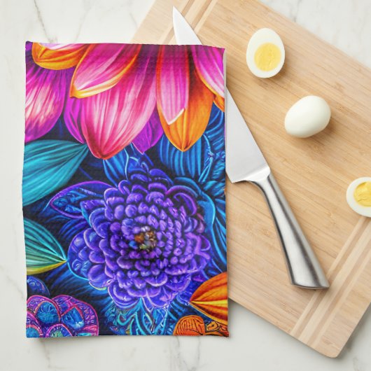 Bloemen patroon in boho stijl theedoek (Quarter Fold)